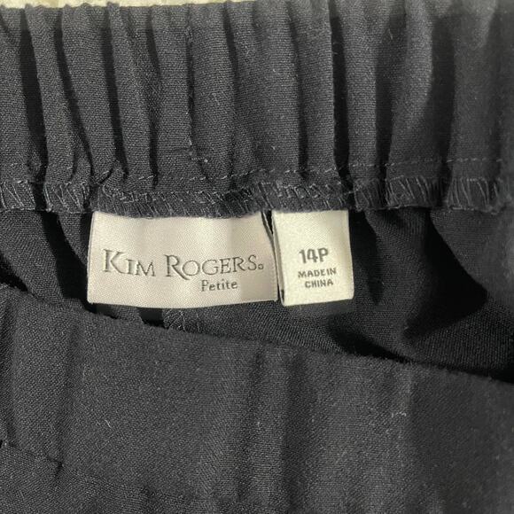 Kim Rogers dress pants women's petite 14 14p blue navy flat front pull on elasti - Picture 7 of 15